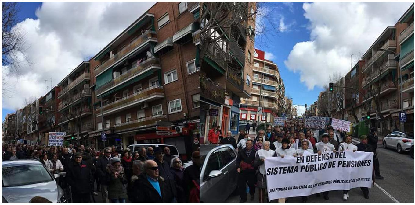 400 jubilados recorren las calles de Sanse y piden un lazo marrón en el balcón del Ayuntamiento