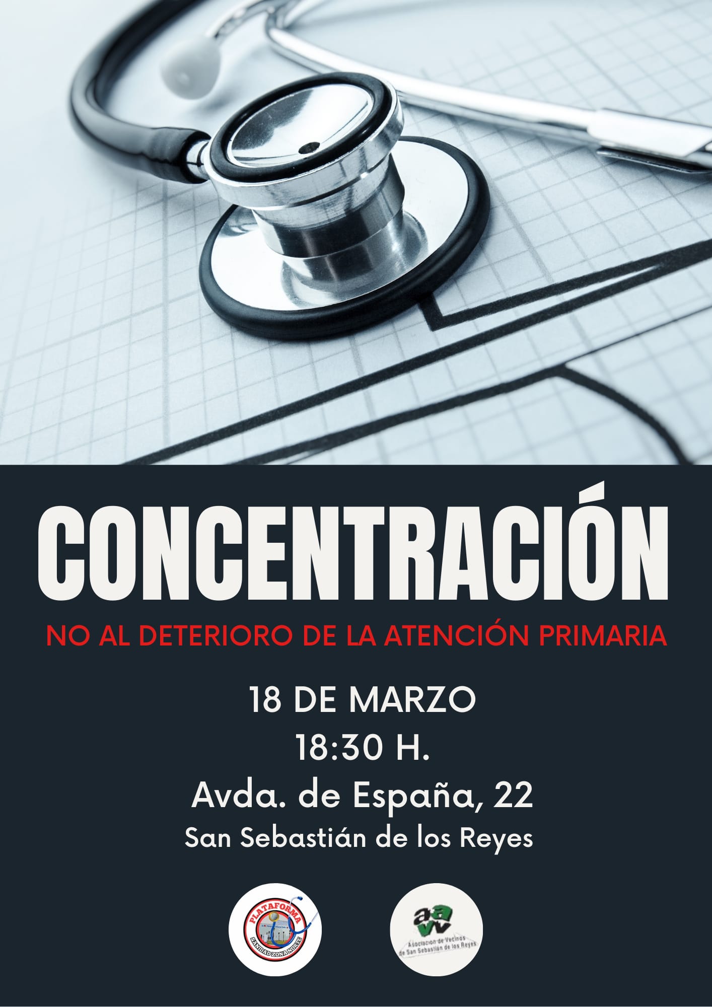 Nueva concentración convocada por la Plataforma Sanidad Pública Zona Norte y la Asociación de vecinos de Sanse ante el SUAP de la Avd de España